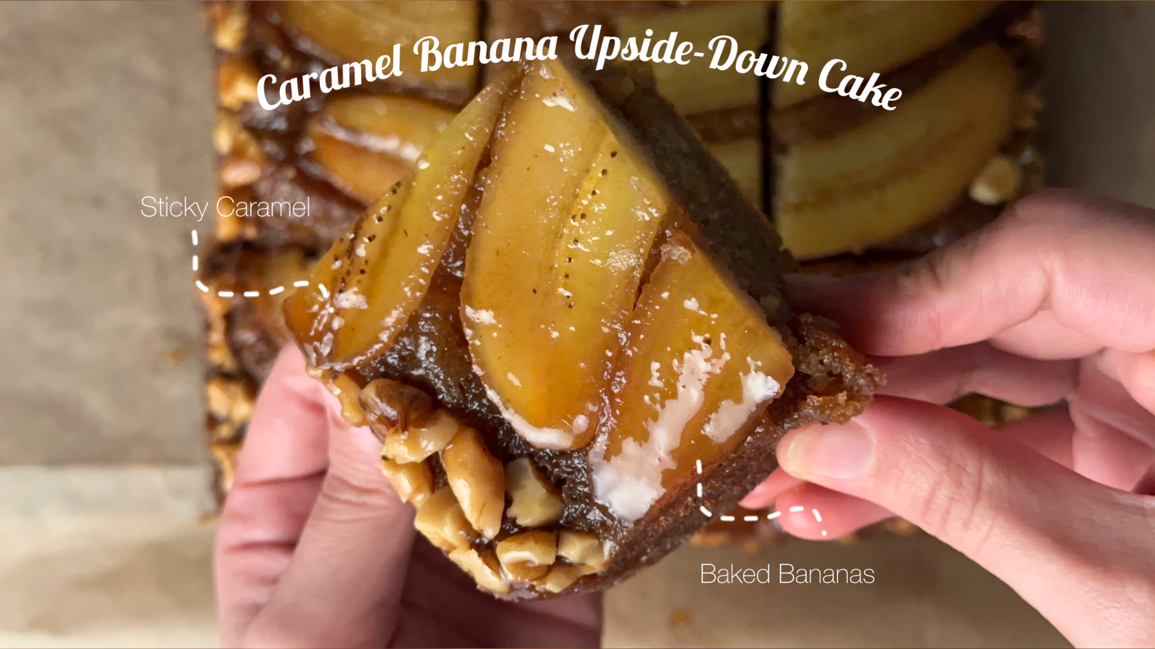 Gâteau renversé au caramel et à la banane